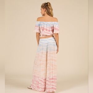 OCEAN DRIVE Pastel Sky Multicolored Smocked Waist Wide-Leg Beach Pants